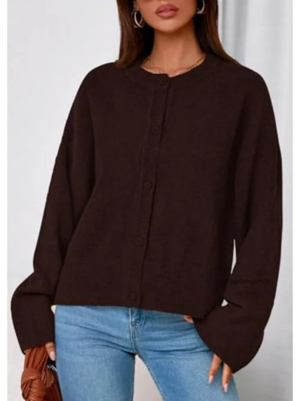 Oversized Chunky Knit Cardigan Button Up Bell Sleeve Women Sweater